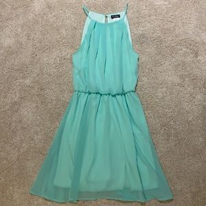 Blue Cinch Waist Open Back Dress